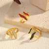 Wholesale Women's Geometric Stainless Steel Enamel Open Ring With Polished Electroplating