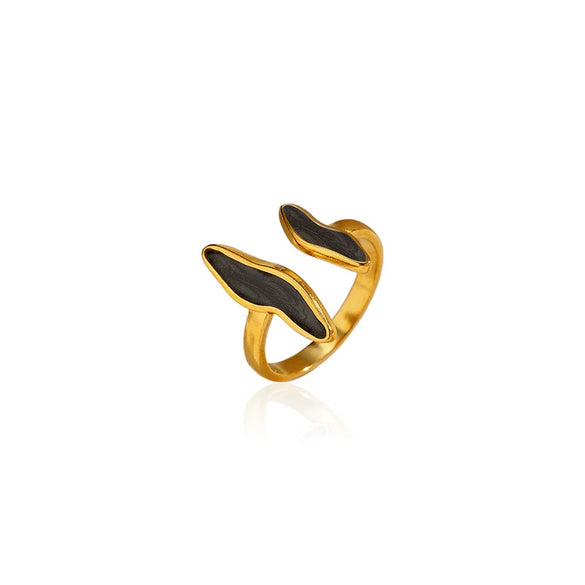 Wholesale Women's Geometric Stainless Steel Enamel Open Ring With Polished Electroplating