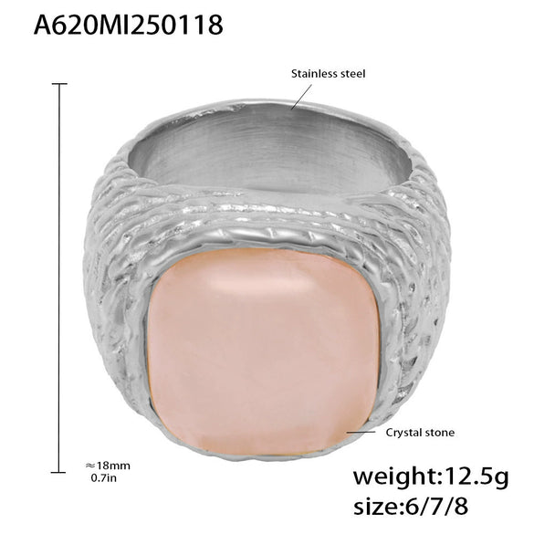 Wholesale Women's Geometric Stainless Steel Ferris Wheel Maillard Tiger Eye Stone Ring With 18K Real Gold Electroplating Medieval Precision Jewelry