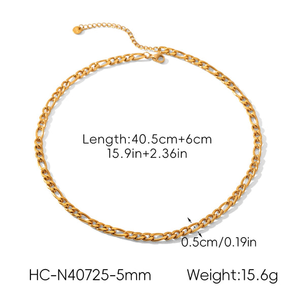 Wholesale Women's Geometric Stainless Steel Figaro Chain Necklace And Bracelet With Electroplating Light Luxury Style