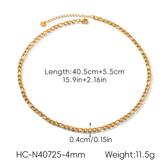 Wholesale Women's Geometric Stainless Steel Figaro Chain Necklace And Bracelet With Electroplating Light Luxury Style