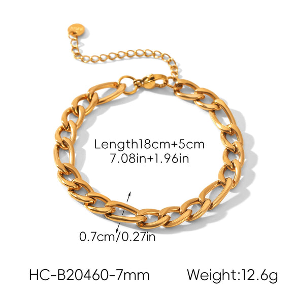 Wholesale Women's Geometric Stainless Steel Figaro Chain Necklace And Bracelet With Electroplating Light Luxury Style