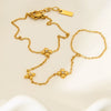Wholesale Women's Geometric Stainless Steel Flower Ring Bracelet 18K Gold Plated Hand Jewelry