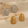 Wholesale Women's Geometric Stainless Steel Flowershaped Earrings With Pvd Furnace Vacuum Real Gold Plating