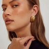 Wholesale Women's Geometric Stainless Steel Flowershaped Earrings With Pvd Furnace Vacuum Real Gold Plating