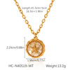 Wholesale Women's Geometric Stainless Steel Glued Shell Pendant Necklace With O Word Chain
