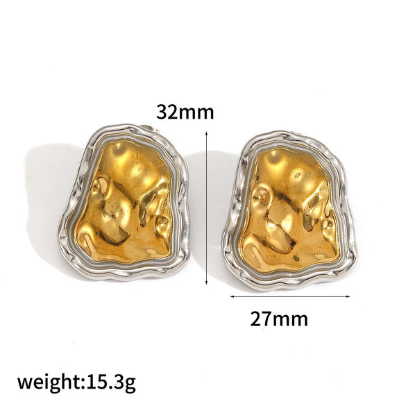 Wholesale Women's Geometric Stainless Steel Gold Electroplated Earrings Feminine And Fashionable
