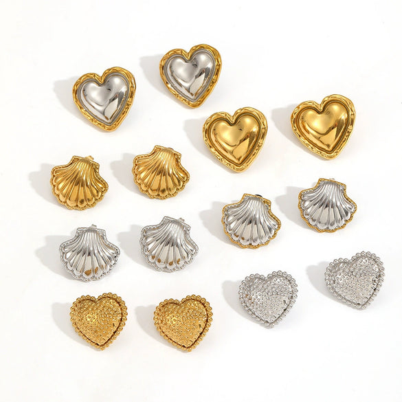 Wholesale Women's Geometric Stainless Steel Gold Electroplated Earrings Feminine And Fashionable