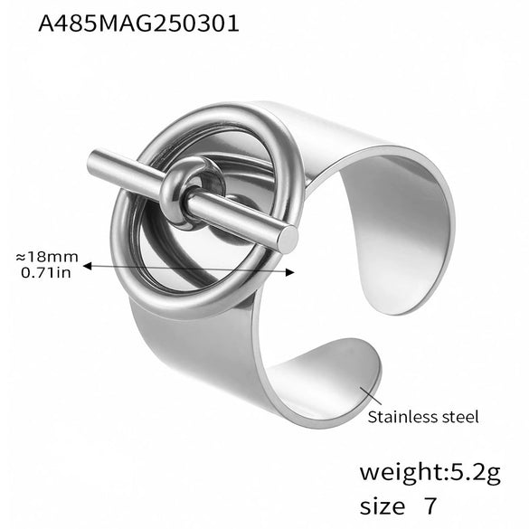 Wholesale Women's Geometric Stainless Steel Gold Plated Ferris Wheel Buckle Finger Ring Light Luxury Style