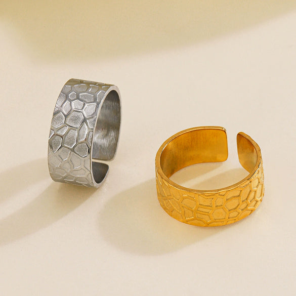 Wholesale Women's Geometric Stainless Steel Gold Plated Opening Ring Jewelry