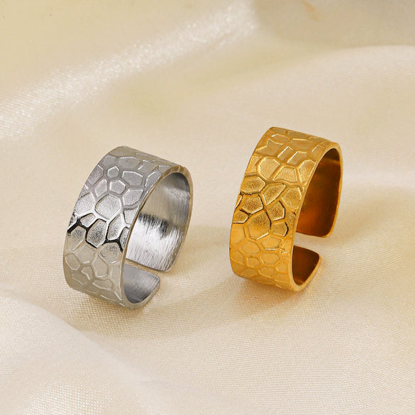 Wholesale Women's Geometric Stainless Steel Gold Plated Opening Ring Jewelry