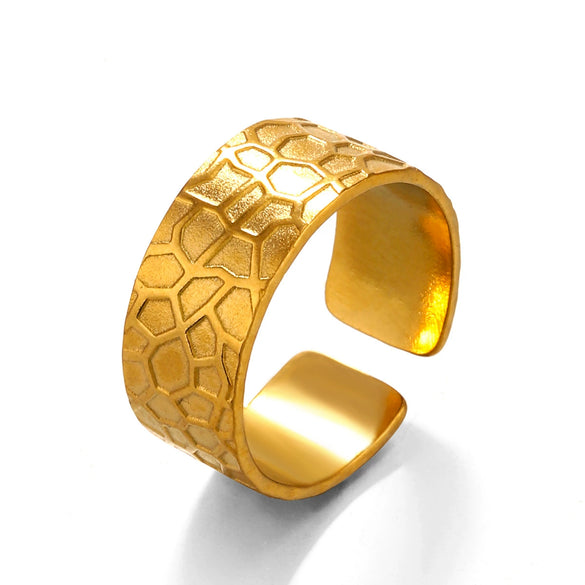 Wholesale Women's Geometric Stainless Steel Gold Plated Opening Ring Jewelry