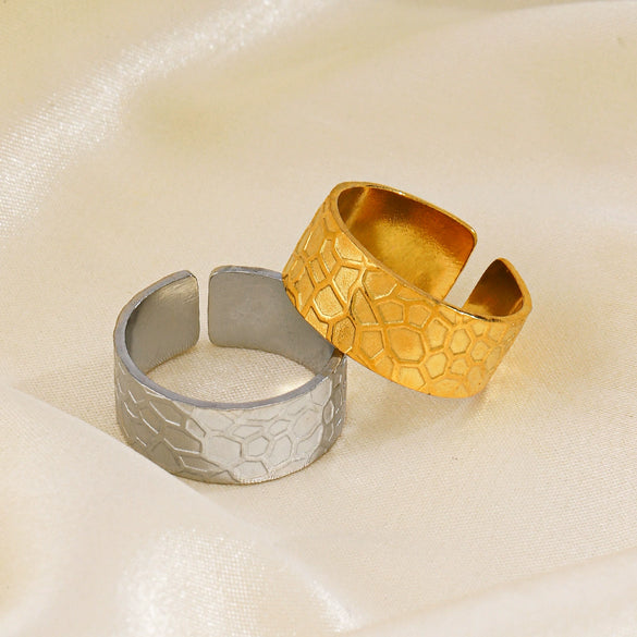 Wholesale Women's Geometric Stainless Steel Gold Plated Opening Ring Jewelry