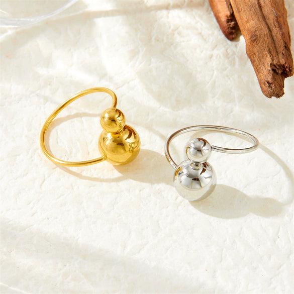 Wholesale Women's Geometric Stainless Steel Gold Plated Ring