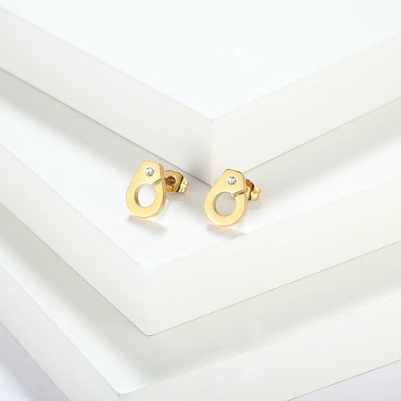 Wholesale Women's Geometric Stainless Steel Goldplated Diamond Earrings Highend Fashion Light Luxury Design
