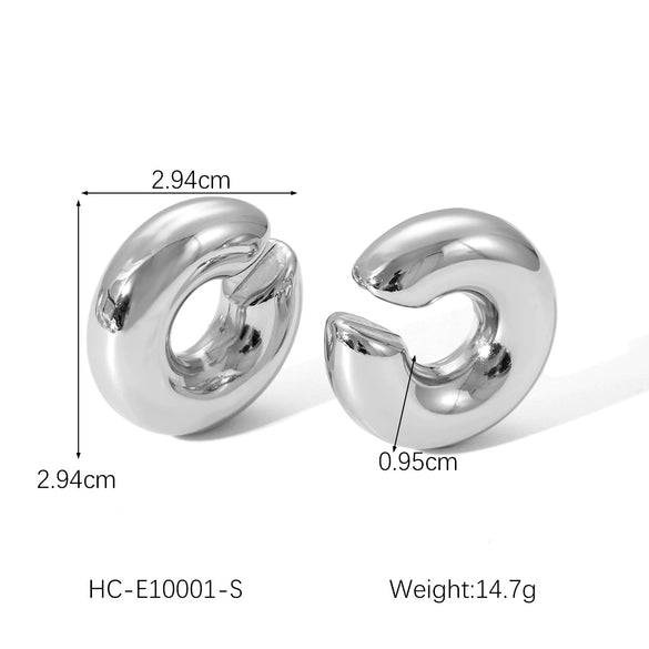 Wholesale Women's Geometric Stainless Steel Goldplated Ear Clip Without Ear Hole