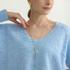 Wholesale Women's Geometric Stainless Steel Goldplated Inlaid Artificial Gemstones Semiprecious Stones Necklace
