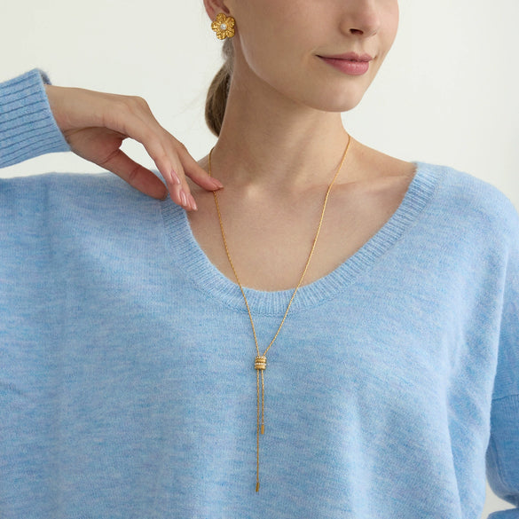 Wholesale Women's Geometric Stainless Steel Goldplated Inlaid Artificial Gemstones Semiprecious Stones Necklace
