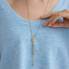 Wholesale Women's Geometric Stainless Steel Goldplated Inlaid Artificial Gemstones Semiprecious Stones Necklace
