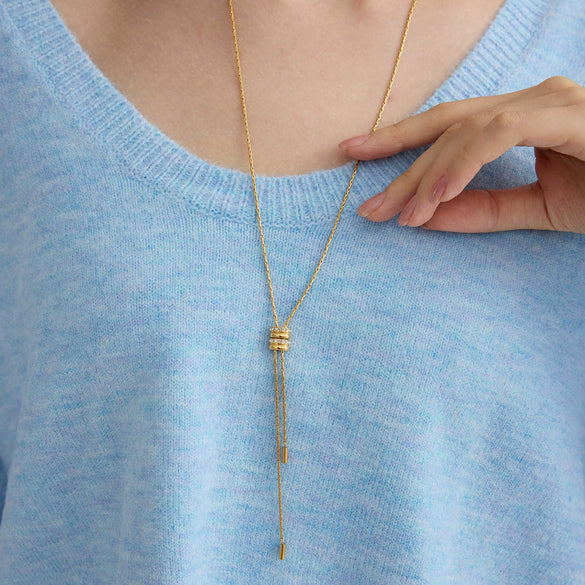 Wholesale Women's Geometric Stainless Steel Goldplated Inlaid Artificial Gemstones Semiprecious Stones Necklace