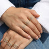 Wholesale Women's Geometric Stainless Steel Goldplated Microinlaid Zircon Threelayer Open Ring Light Luxury Style Fashionable Versatile Accessories