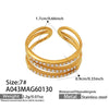 Wholesale Women's Geometric Stainless Steel Goldplated Microinlaid Zircon Threelayer Open Ring Light Luxury Style Fashionable Versatile Accessories