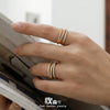 Wholesale Women's Geometric Stainless Steel Goldplated Microinlaid Zircon Threelayer Open Ring Light Luxury Style Fashionable Versatile Accessories