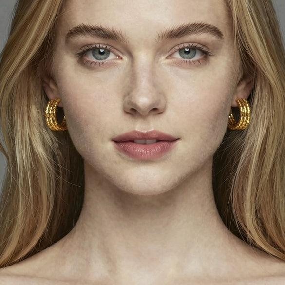 Wholesale Women's Geometric Stainless Steel Goldplated Threelayer Cshaped Earrings With Niche Design
