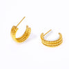 Wholesale Women's Geometric Stainless Steel Goldplated Threelayer Cshaped Earrings With Niche Design