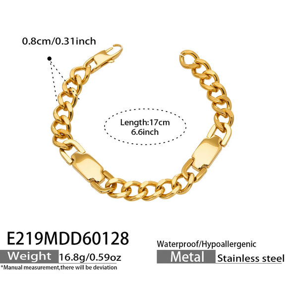 Wholesale Women's Geometric Stainless Steel Goldplated Ushaped Buckle Cuban Thick Chain Bracelet Light Luxury Fashion Jewelry