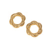 Wholesale Women's Geometric Stainless Steel Hammered Electroplated Stud Earrings And Flower Ring