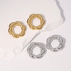 Wholesale Women's Geometric Stainless Steel Hammered Electroplated Stud Earrings And Flower Ring