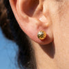Wholesale Women's Geometric Stainless Steel Hammered Pattern 18K Gold Plated Earrings