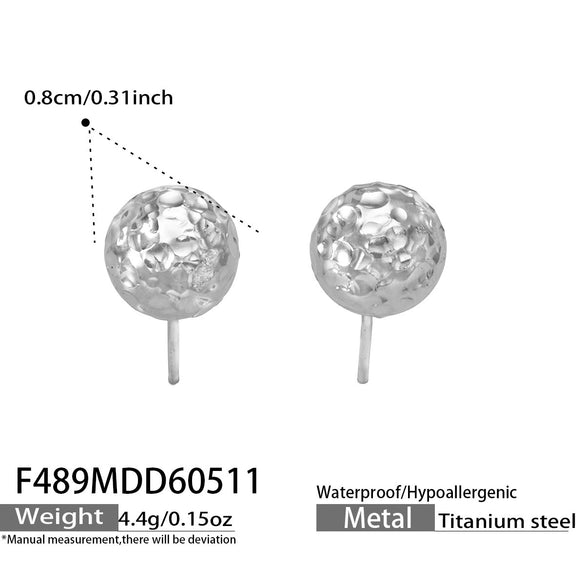 Wholesale Women's Geometric Stainless Steel Hammered Pattern 18K Gold Plated Earrings