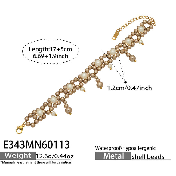 Wholesale Women's Geometric Stainless Steel Handmade Beaded Bracelet With Gourd Pendant