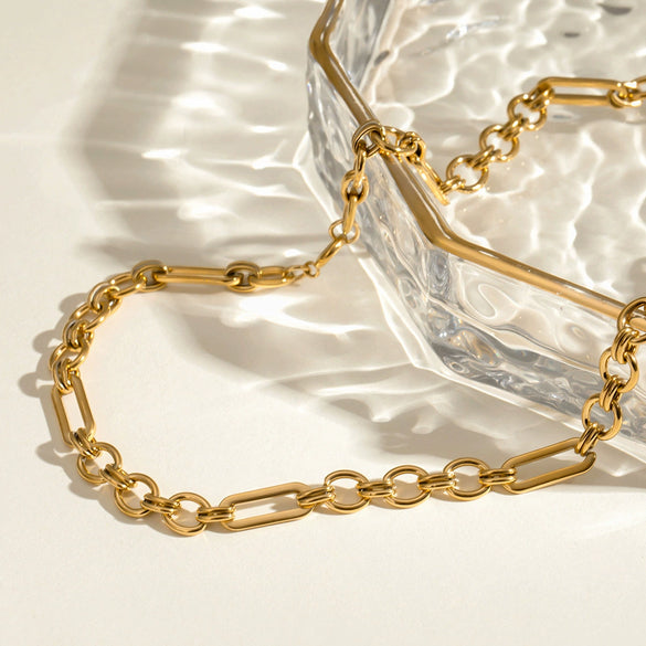 Wholesale Women's Geometric Stainless Steel Handmade Electroplated Chain Necklace