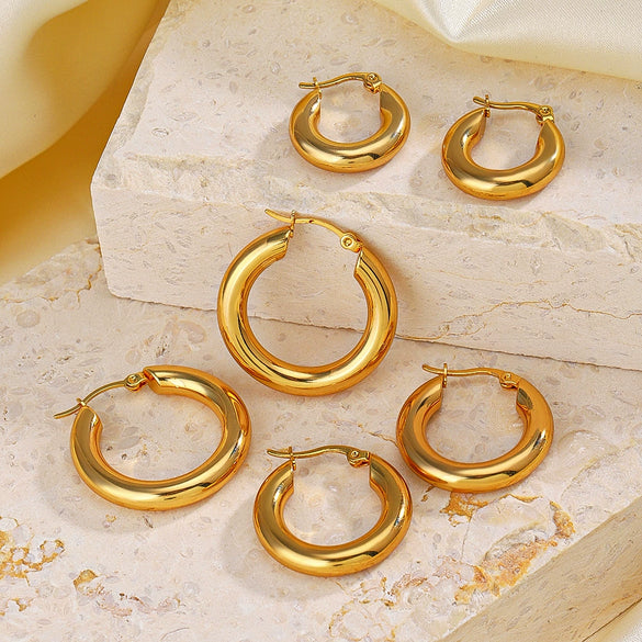 Wholesale Women's Geometric Stainless Steel Jewelry Electroplated Ring Earrings
