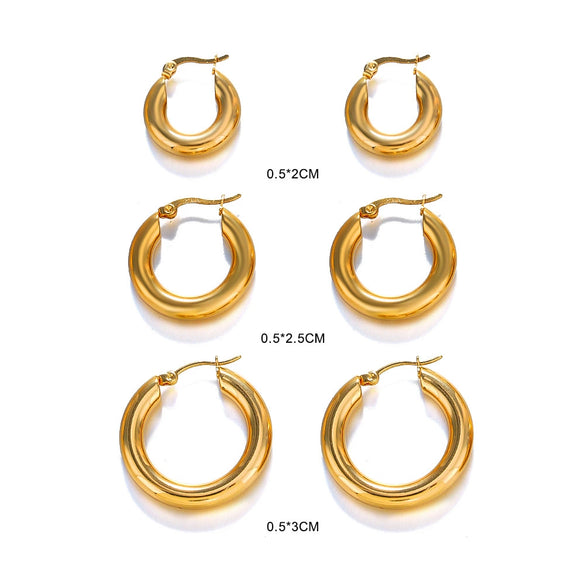 Wholesale Women's Geometric Stainless Steel Jewelry Electroplated Ring Earrings