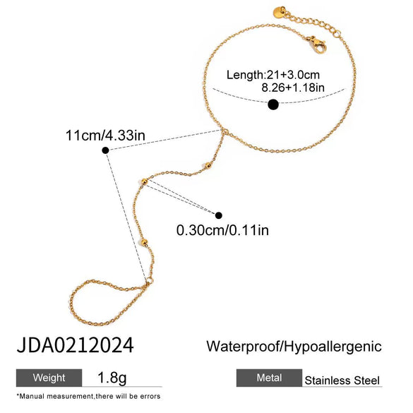 Wholesale Women's Geometric Stainless Steel Jewelry With 18K Gold Electroplated Simple Clip Bead Chain And Finger Chain In Joker Trend