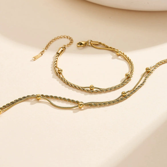 Wholesale Women's Geometric Stainless Steel 18K Electroplated Anklet Simple Design