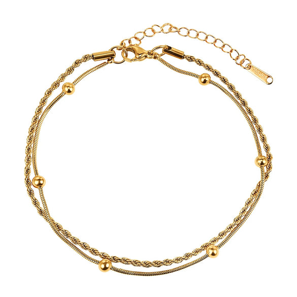 Wholesale Women's Geometric Stainless Steel 18K Electroplated Anklet Simple Design
