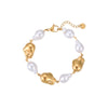 Wholesale Women's Geometric Stainless Steel 18K Electroplated Baroque Pearl Metal Beaded Bracelet