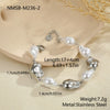 Wholesale Women's Geometric Stainless Steel 18K Electroplated Baroque Pearl Metal Beaded Bracelet