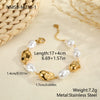 Wholesale Women's Geometric Stainless Steel 18K Electroplated Baroque Pearl Metal Beaded Bracelet