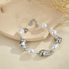 Wholesale Women's Geometric Stainless Steel 18K Electroplated Baroque Pearl Metal Beaded Bracelet