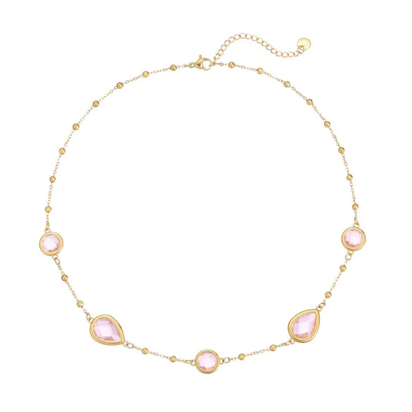 Wholesale Women's Geometric Stainless Steel 18K Electroplated Beaded Clavicle Chain Jewelry