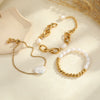 Wholesale Women's Geometric Stainless Steel 18K Electroplated Bracelet With Natural Freshwater Baroque Pearls