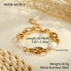 Wholesale Women's Geometric Stainless Steel 18K Electroplated Bracelet With Natural Freshwater Baroque Pearls