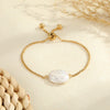 Wholesale Women's Geometric Stainless Steel 18K Electroplated Bracelet With Natural Freshwater Baroque Pearls