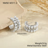 Wholesale Women's Geometric Stainless Steel 18K Electroplated Cshaped Pearlencrusted Earrings Retro Jewelry